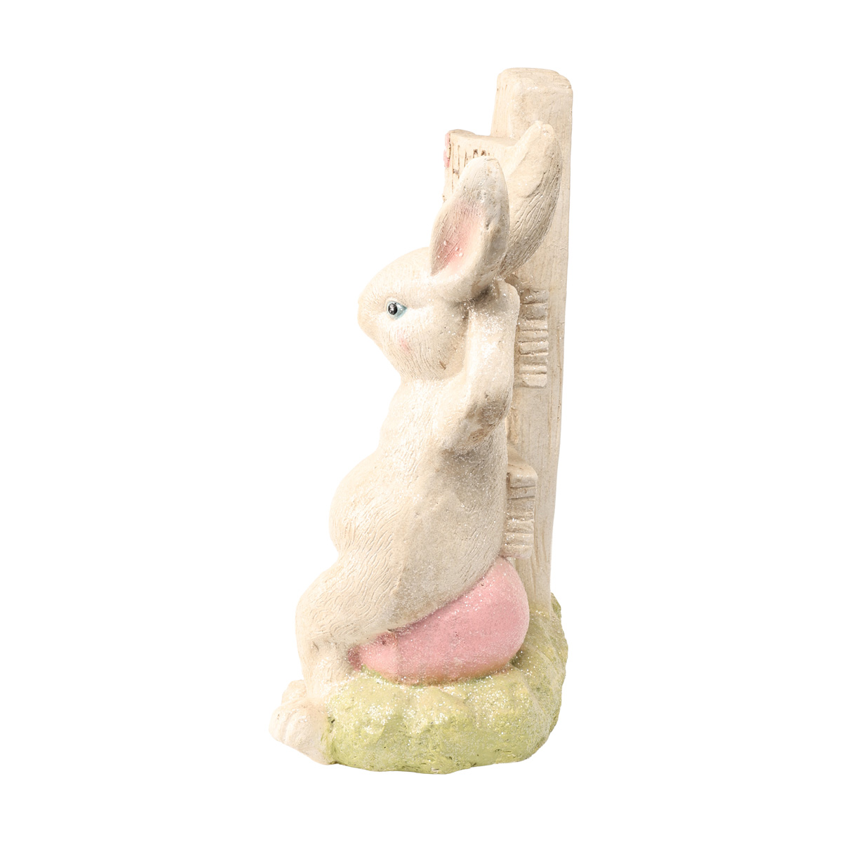 Фігурка декоративна мінеральна "Щасливий пасхальний білий зайчик" 55 см, ALX117940 2
