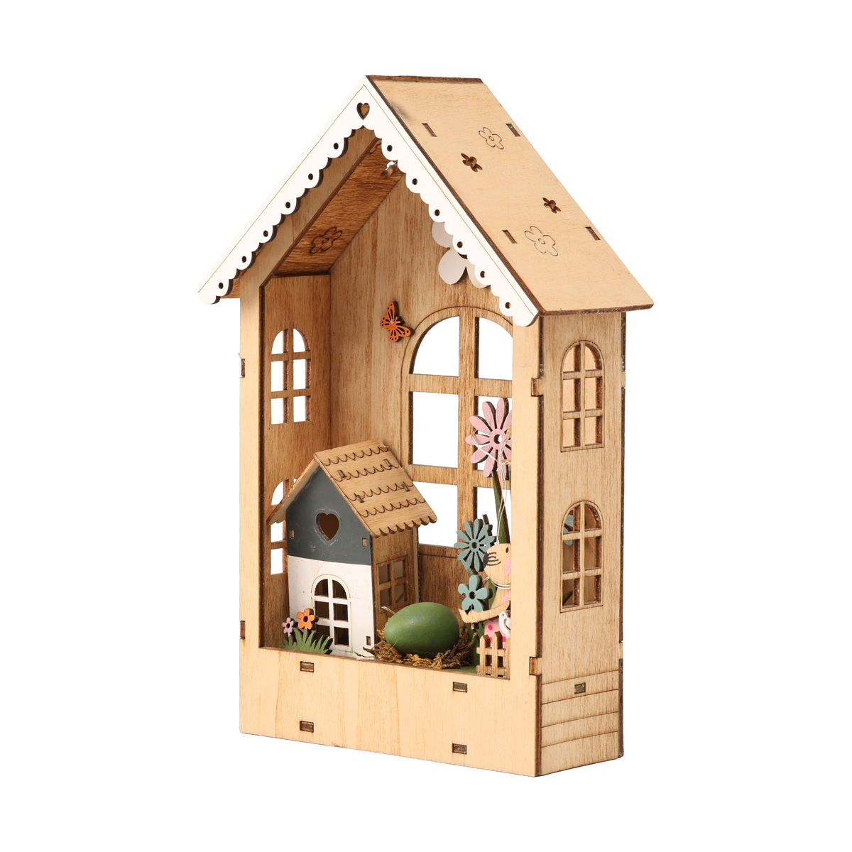 Декорація великодня "Будиночок дерев’яний з LED-підсвіткою і декором всередині" 23 см, AF5100570 1