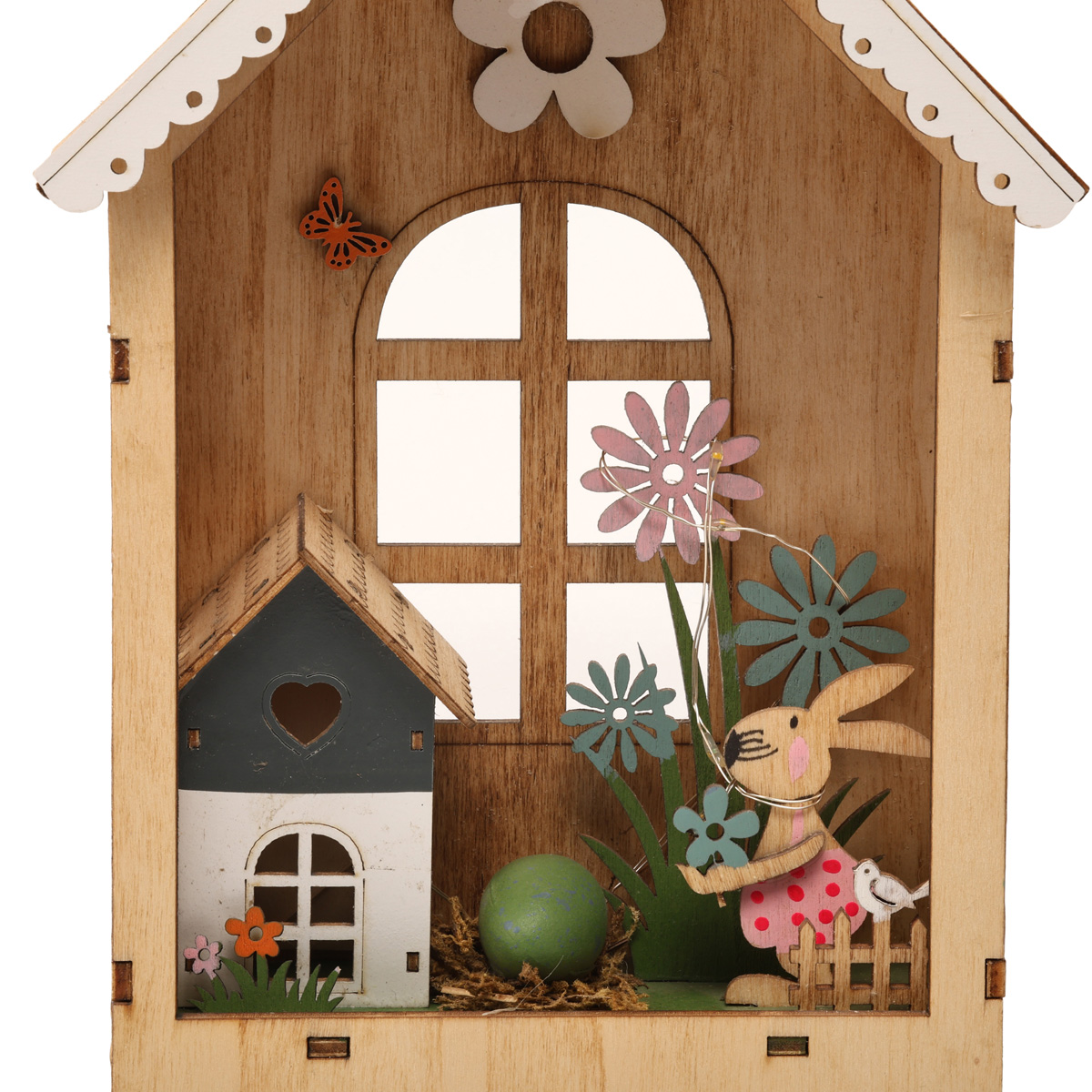 Декорація великодня "Будиночок дерев’яний з LED-підсвіткою і декором всередині" 23 см, AF5100570 4