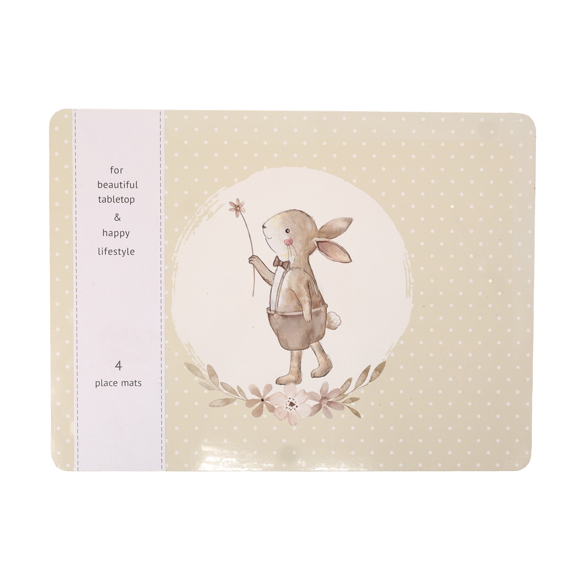 Набор ковриков пасхальных для столовых приборов "Cute" 30*40 см, МДФ, беж/бело-розовый (4 шт./3 вида), 2018729
