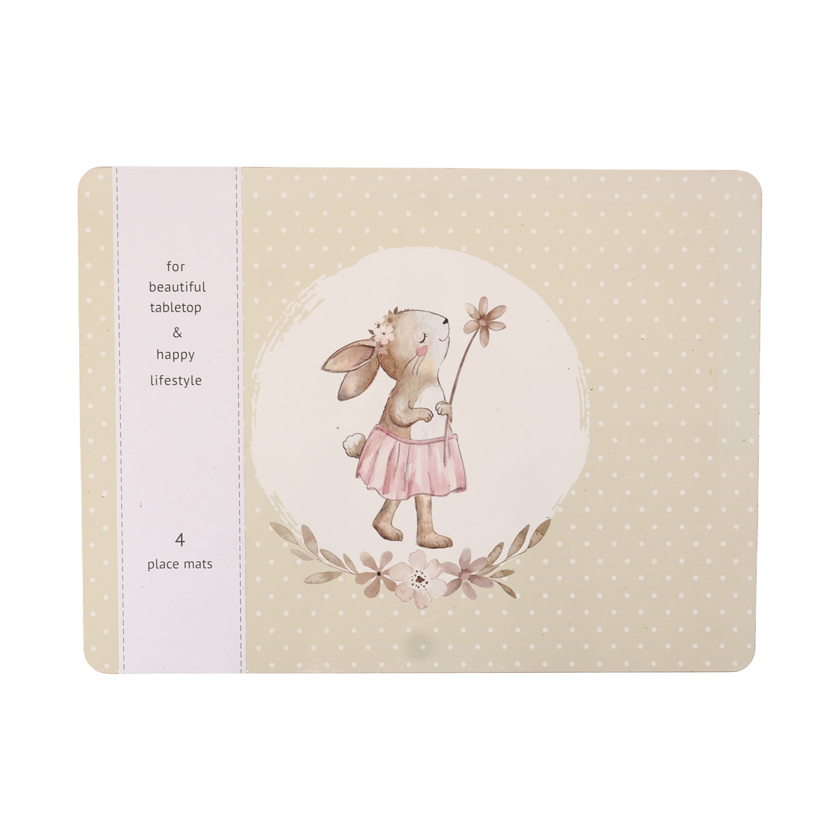 Набор ковриков пасхальных для столовых приборов "Cute" 30*40 см, МДФ, беж/бело-розовый (4 шт./3 вида), 2018729 1