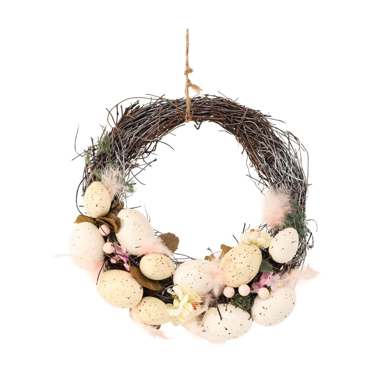 Вінок декоративний пасхальний 26 см, зефірово-рожевий, 743-897