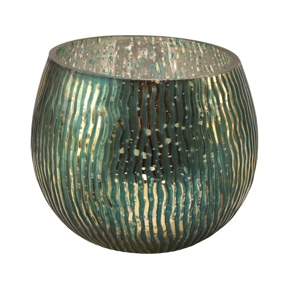 Подсвечник декоративный стеклянный "Ainara" h=12 см/d=12 см, лакированый, зелёно-золотой (3 вида), 2014912