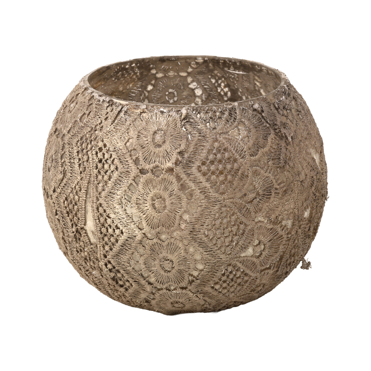 Подсвечник декоративный стеклянный "Lecio" h=11 см/d=13 см, античное серебро, 2010561