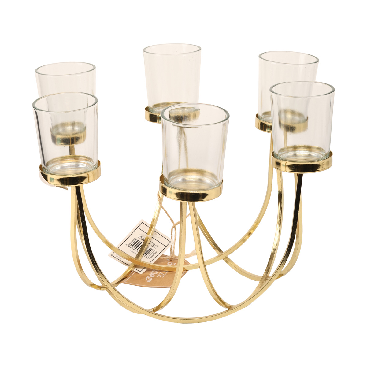 Подсвечник металлический "Cassia" h=21 см, золотой, 2003732