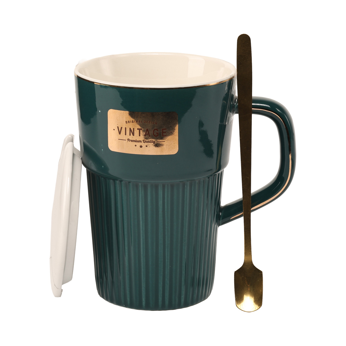 Кружка с крышкой и ложкой "Винтажная", 350 мл, O8030-234 1