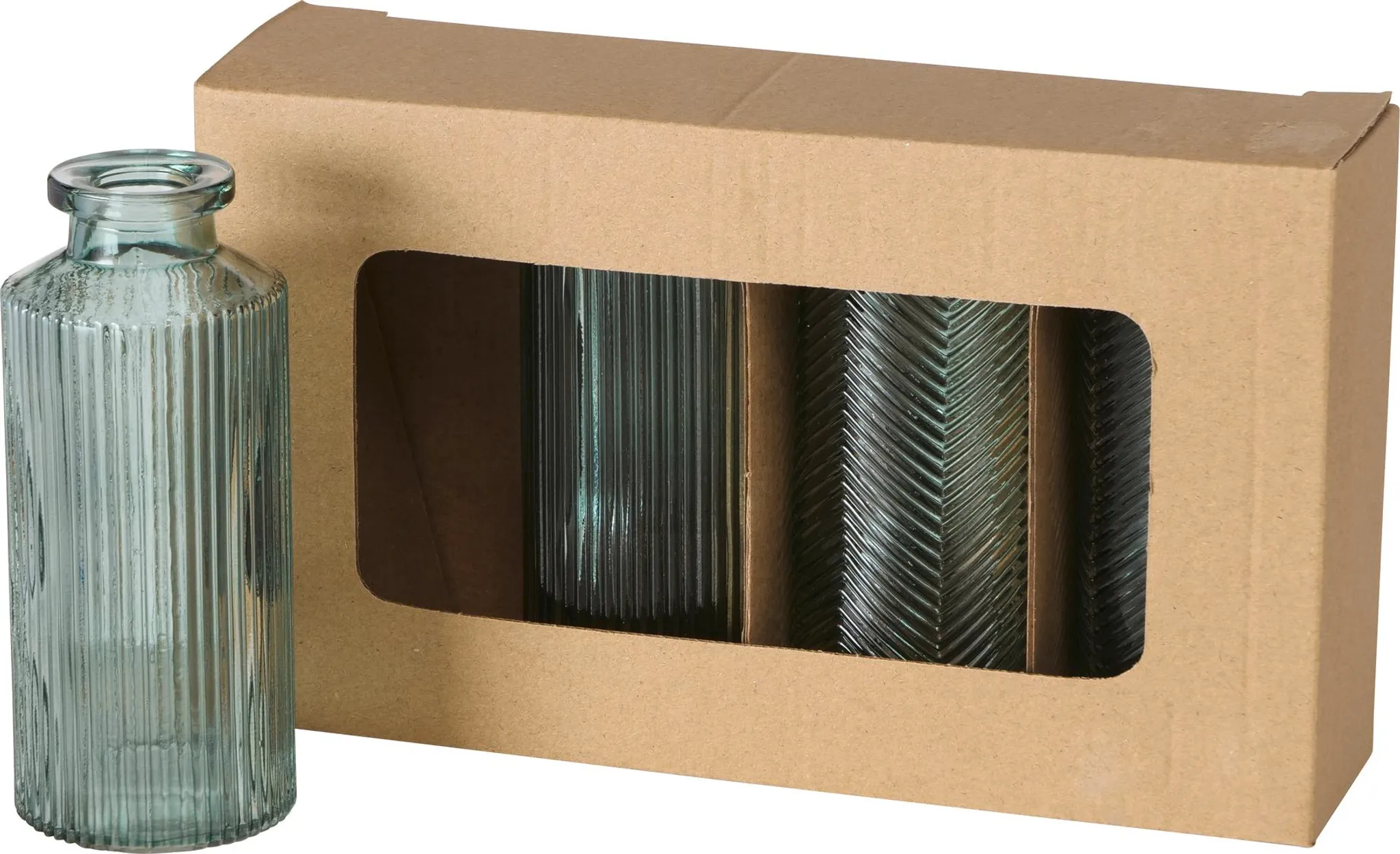 Набір ваз декоративних скляних "Panja" h=13,8 см/d=6 см (4 шт.), лакован., світло-зелений, 2005929 1