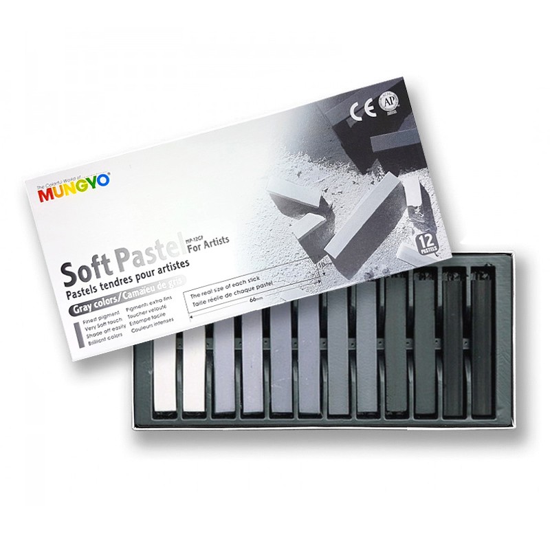 Outlet Пастель суха, проф., м`яка, 12 кол., Сірий квадр., MP-12G, MUNGYO (TT5504)/845699