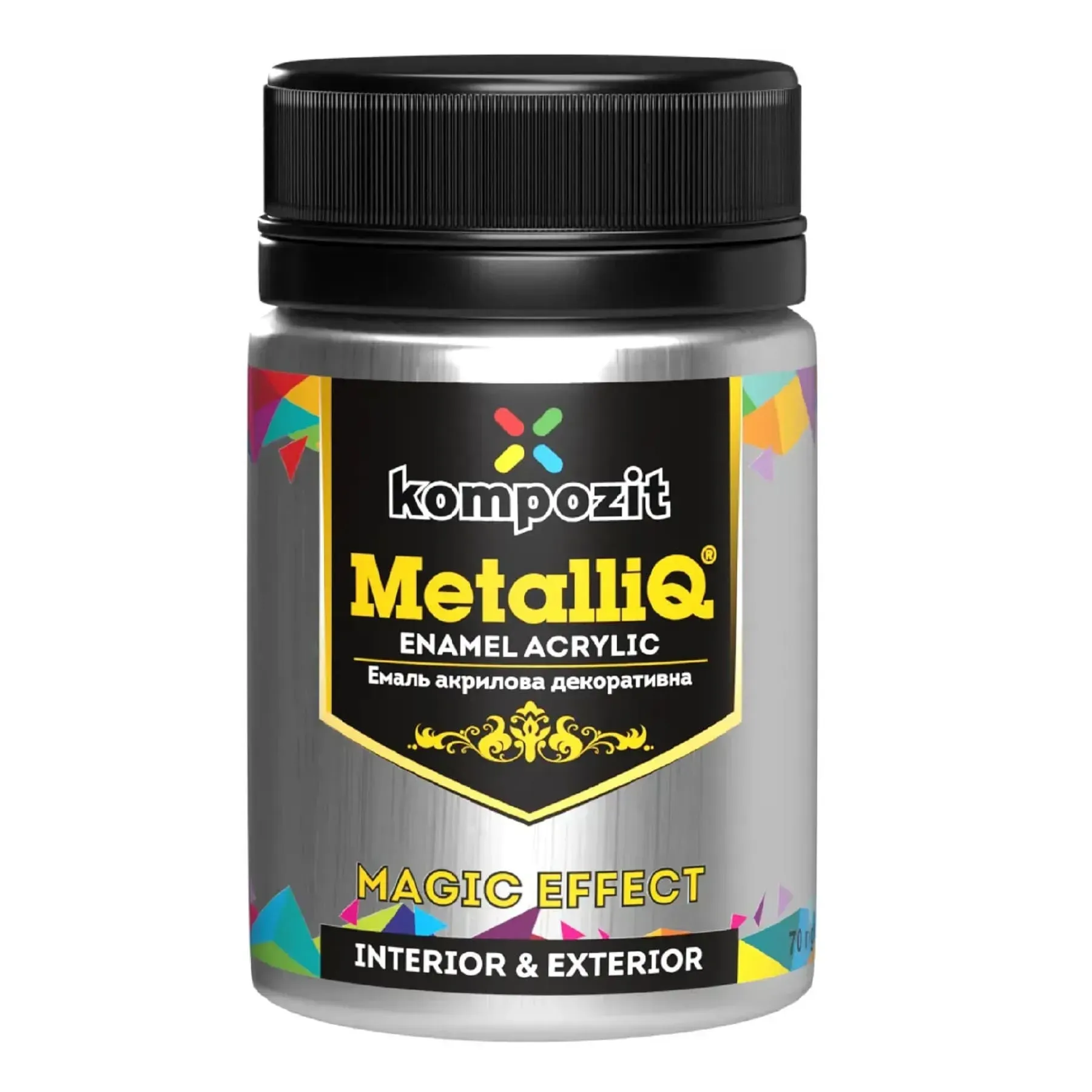 Краска акриловая эмаль MetalliQ "Kompozit", серебро, 0,07 кг