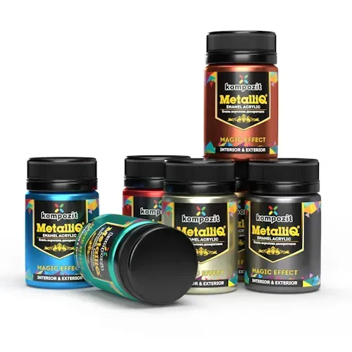 Краска акриловая эмаль MetalliQ "Kompozit", серебро, 0,07 кг 1