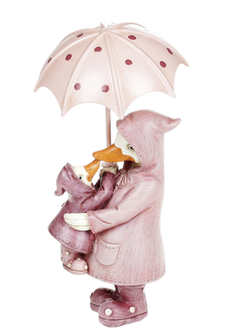 Декоративна статуетка "Мама качка з малюком" 14 см, рожевий, 707-549