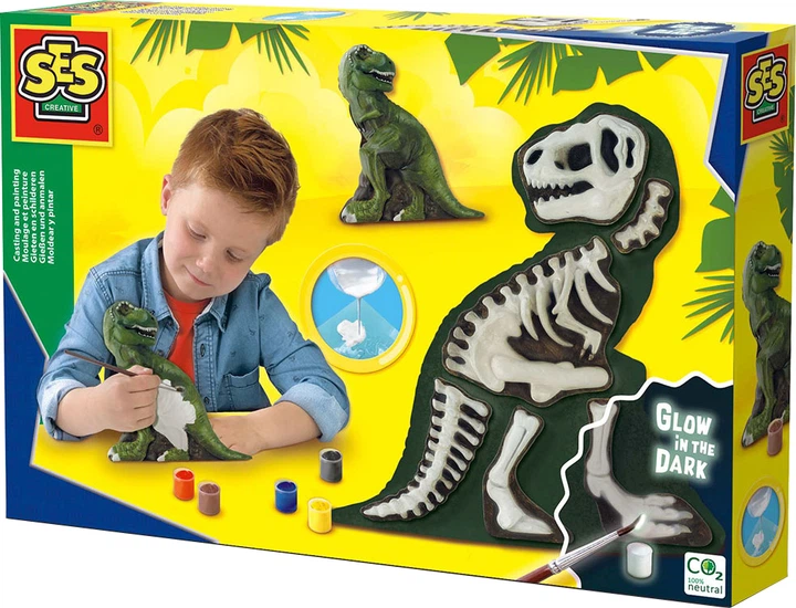 Набір для творчості -Ті-Рекс зі скелетом (гіпс, формочка, клей, 6 фарб, губка), 14206S