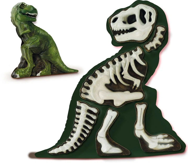 Набір для творчості -Ті-Рекс зі скелетом (гіпс, формочка, клей, 6 фарб, губка), 14206S 1