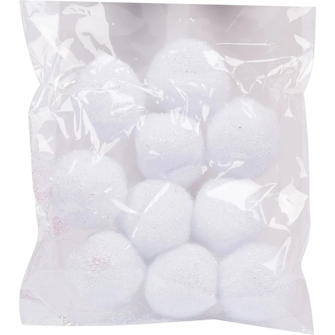 Outlet40 Набір сніжків декоративних Novogod`ko, 4 см, 10 шт., гліттер, 974194/1024259