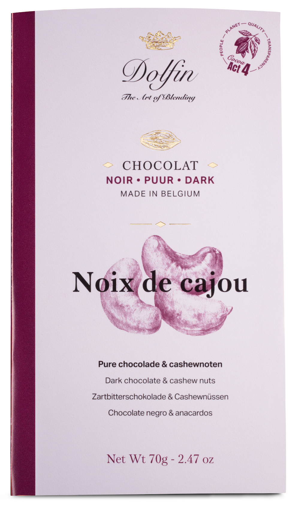 Чорний шоколад 60% какао з кеш`ю, DOLFIN БельгП