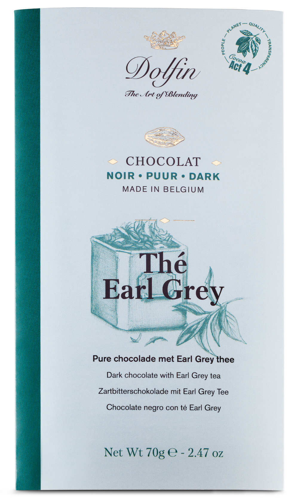 Чорний шоколад 60% какао з чаєм Earl Grey, DOLFIN БельгП