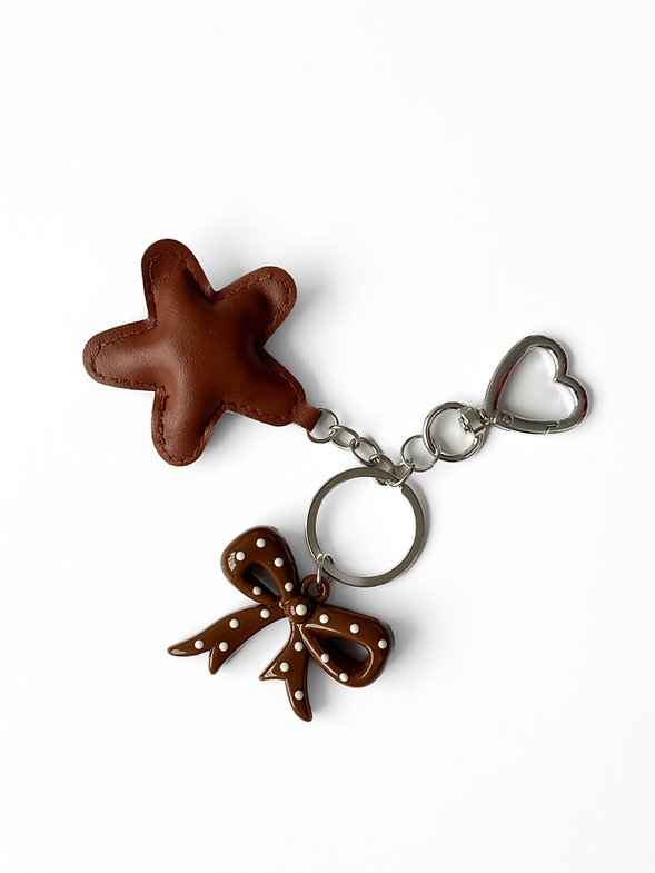 Брелок-подвеска бантик и звездочка коричневый, BR11
