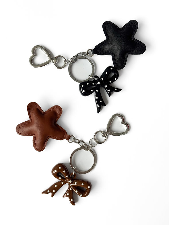 Брелок-подвеска бантик и звездочка коричневый, BR11 1