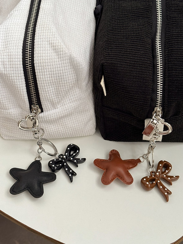 Брелок-подвеска бантик и звездочка коричневый, BR11 2