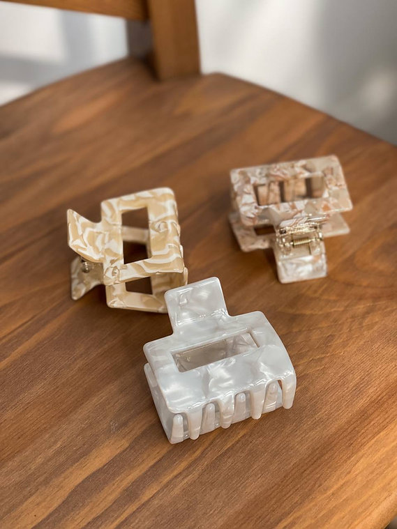 Крабик для волосся мармуровий беж, N021/7 1