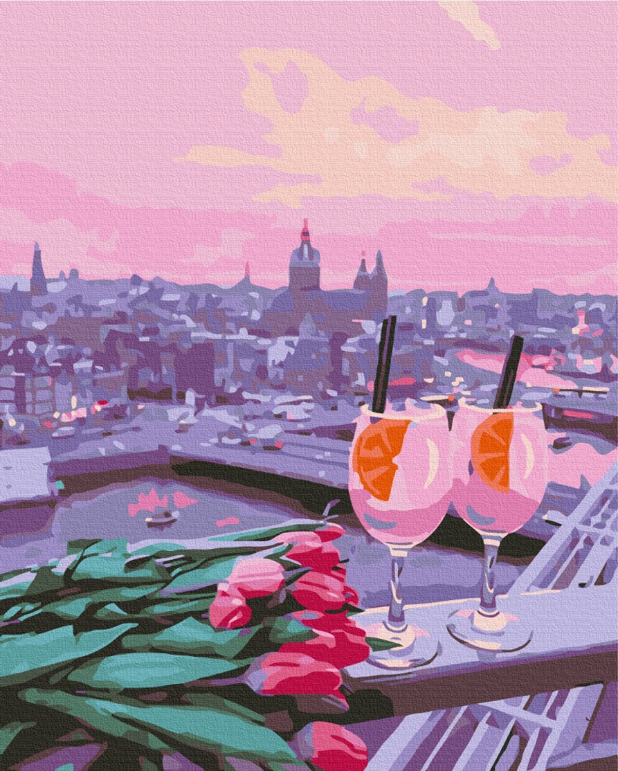 Картина за номерами 40*50 см "Вид на рожевий захід сонця", BS35681