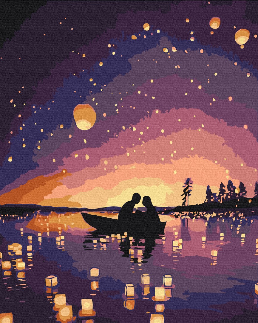 Картина за номерами 40*50 см "Побачення в світлі небесних ліхтариків", BS51809