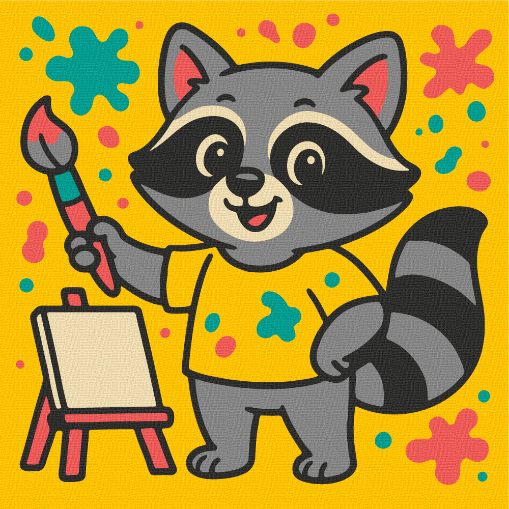 Розмальовка на полотні 20*20 см "Єнот-художник", MBS078