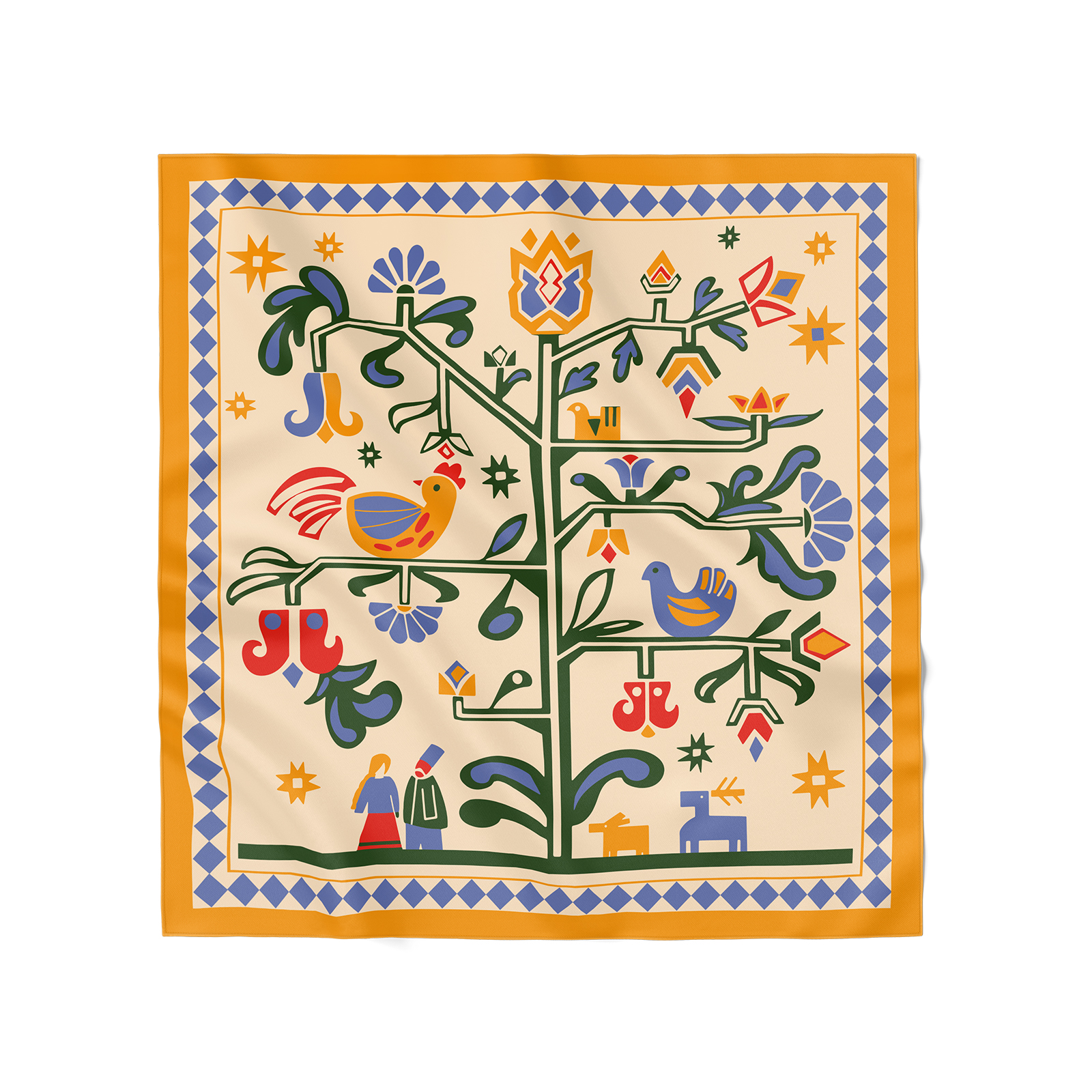 Платок «Дерево жизни» бежевый, orner-3046