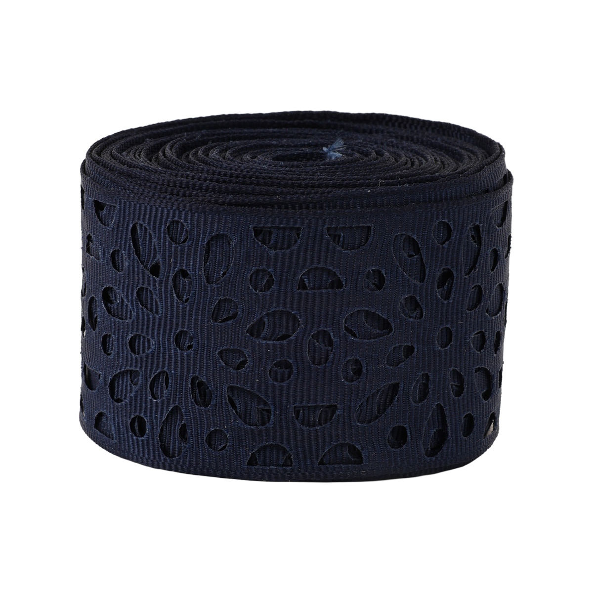 Лента репсовая с перфорацией Объемные цветы синяя ТМ "Шанталь"