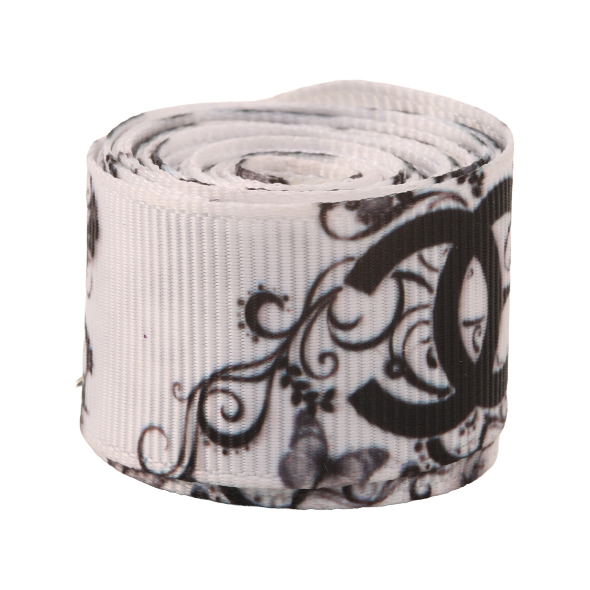 Лента репсовая с принтом Шанель с кружевом ТМ "Шанталь"