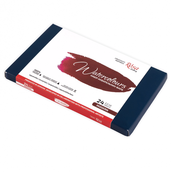 Набір акварельних фарб 24*2,5 мл. "Modern", кювета, картон, Rosa Gallery