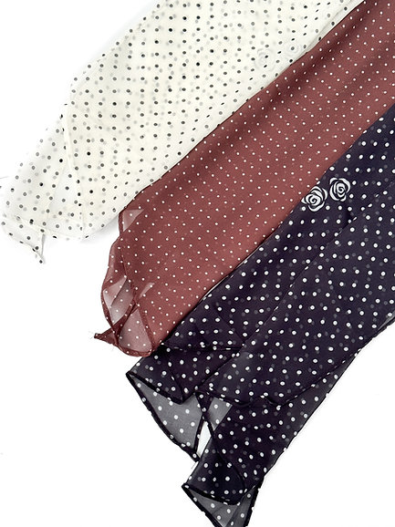 Шарф сатин білий в горох 155 * 28 см, PL20 6