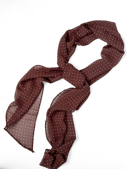 Шарф сатин коричневий в горох 155 * 28 см, PL18 3