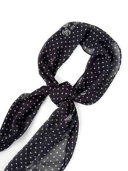 Шарф сатин чорний в горох 155 * 28 см, PL19