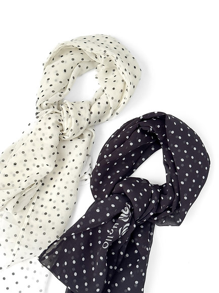 Шарф сатин чорний в горох 155 * 28 см, PL19 5