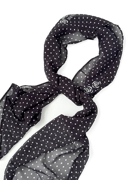 Шарф сатин чорний в горох 155 * 28 см, PL19 1