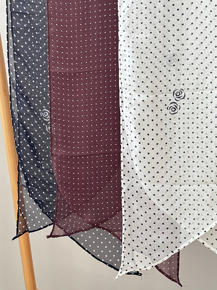 Шарф сатин чорний в горох 155 * 28 см, PL19 10