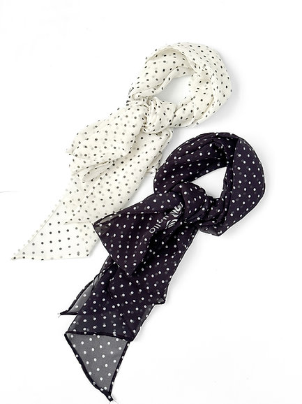 Шарф сатин чорний в горох 155 * 28 см, PL19 2