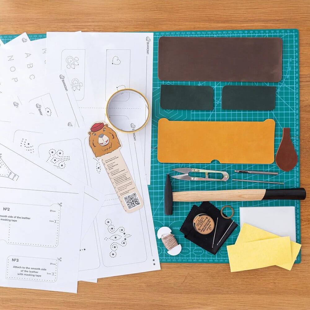 Набір для виготовлення шкіряних виробів "Гаманець", лісовий/коричневий 3