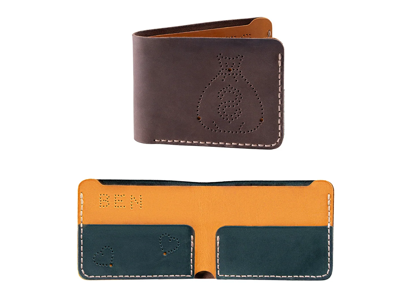 Набір для виготовлення шкіряних виробів "Гаманець", чорний і сірий 5