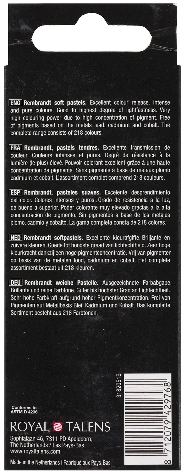 Набір сухої м’якої пастелі 5 кол., Rembrandt, Теплі сині, Royal Talens 5