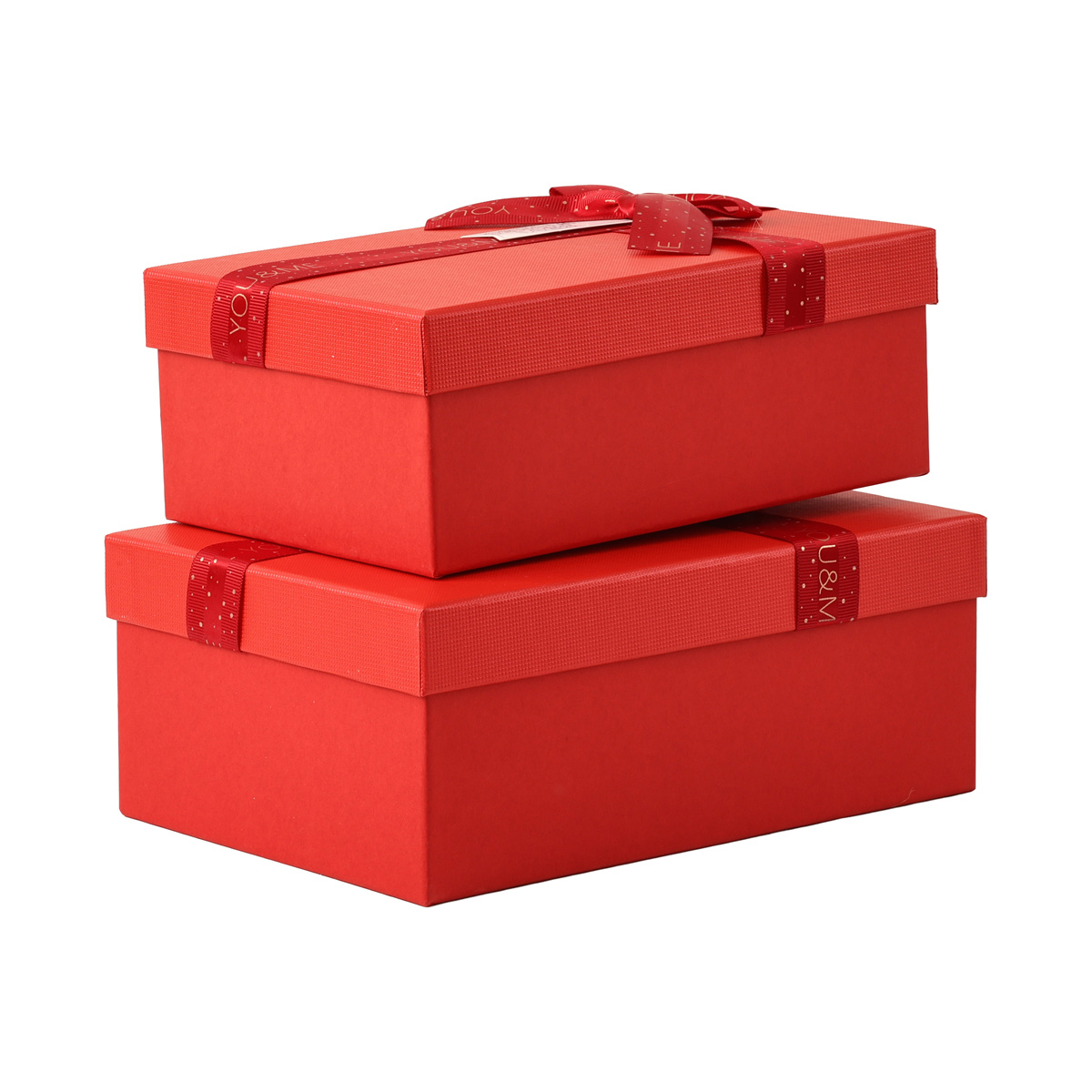 Подарункова коробка прямокутна, червона з червоним бантом, 23*16*9,5 см, 1103143013 2
