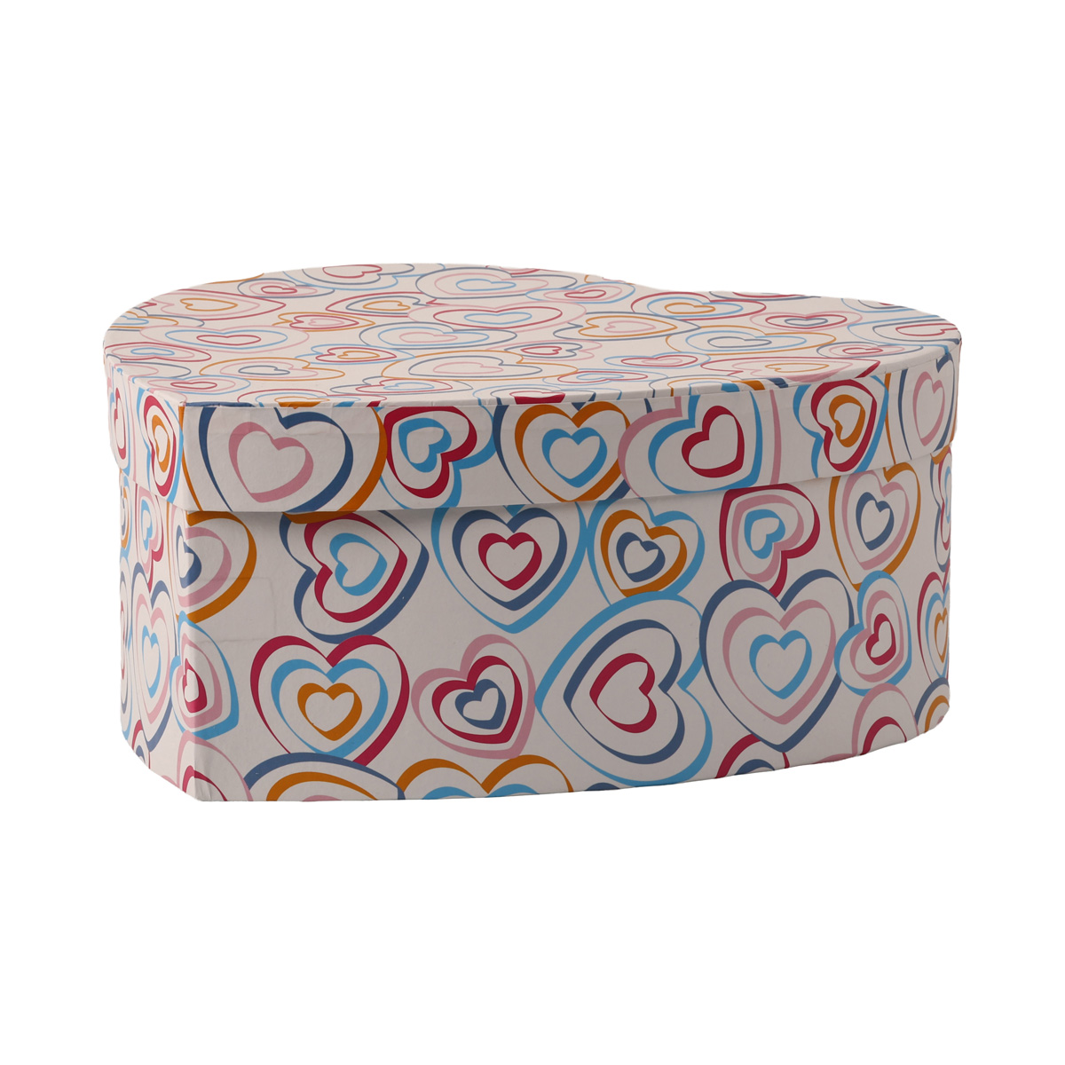 Подарункова коробка у вигляді серця, біла, "Кольорові серця", 30,5*29,8*12,9 см, 3110325319
