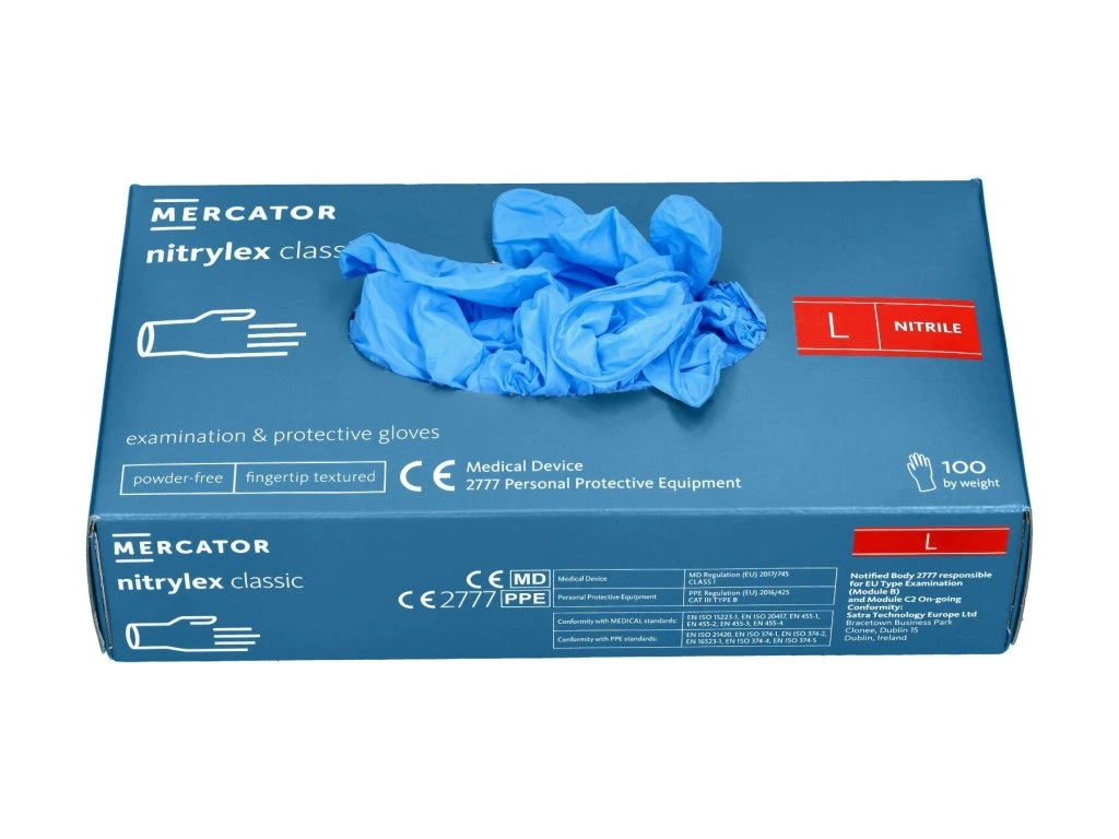 Перчатки "Nitrylex Classic" нитриловые смотровые неприпудренные, синие L, 100 шт/уп, 17203910 2