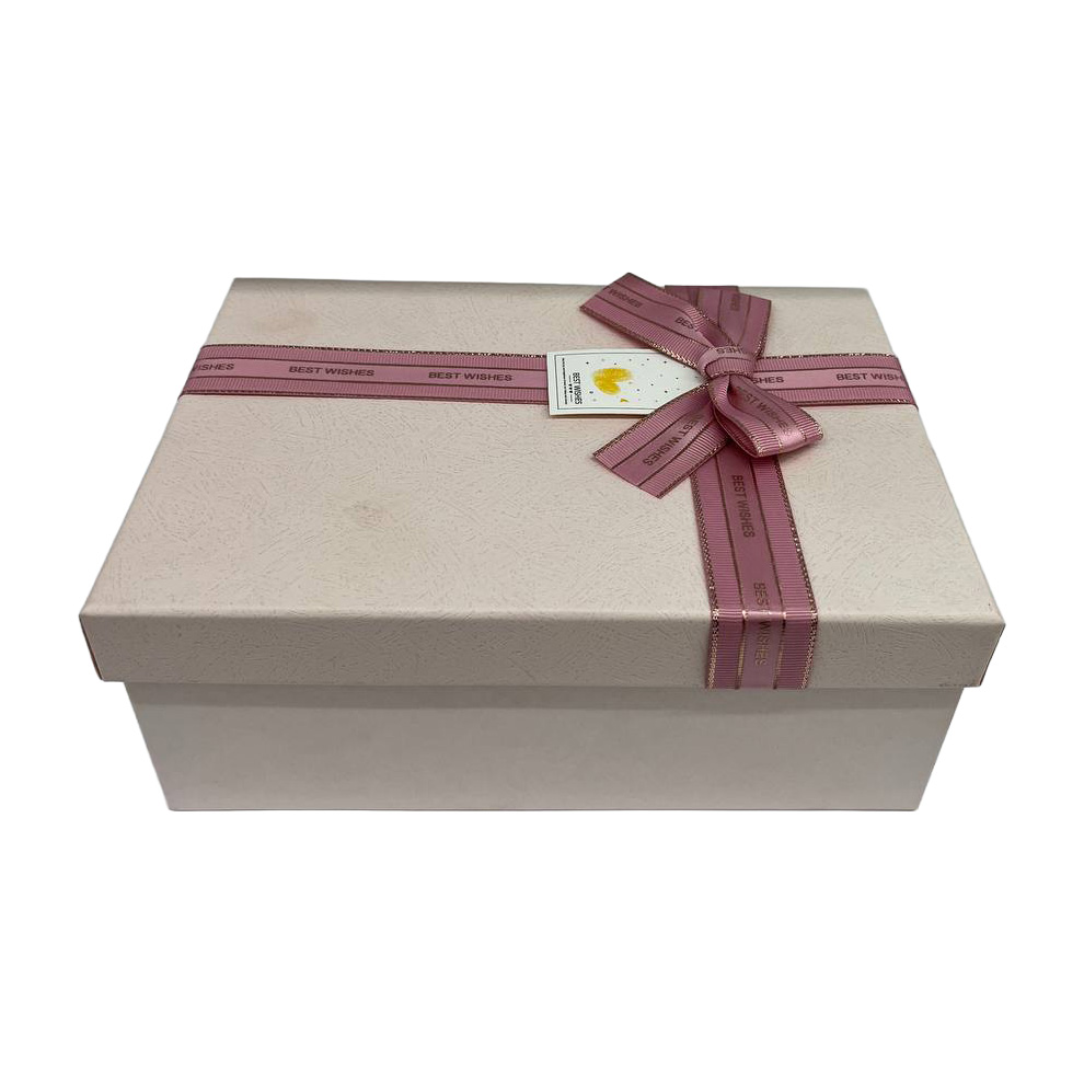 Подарункова коробка прямокутна, рожева з бантом, 23*16*9 см, 140323453 1