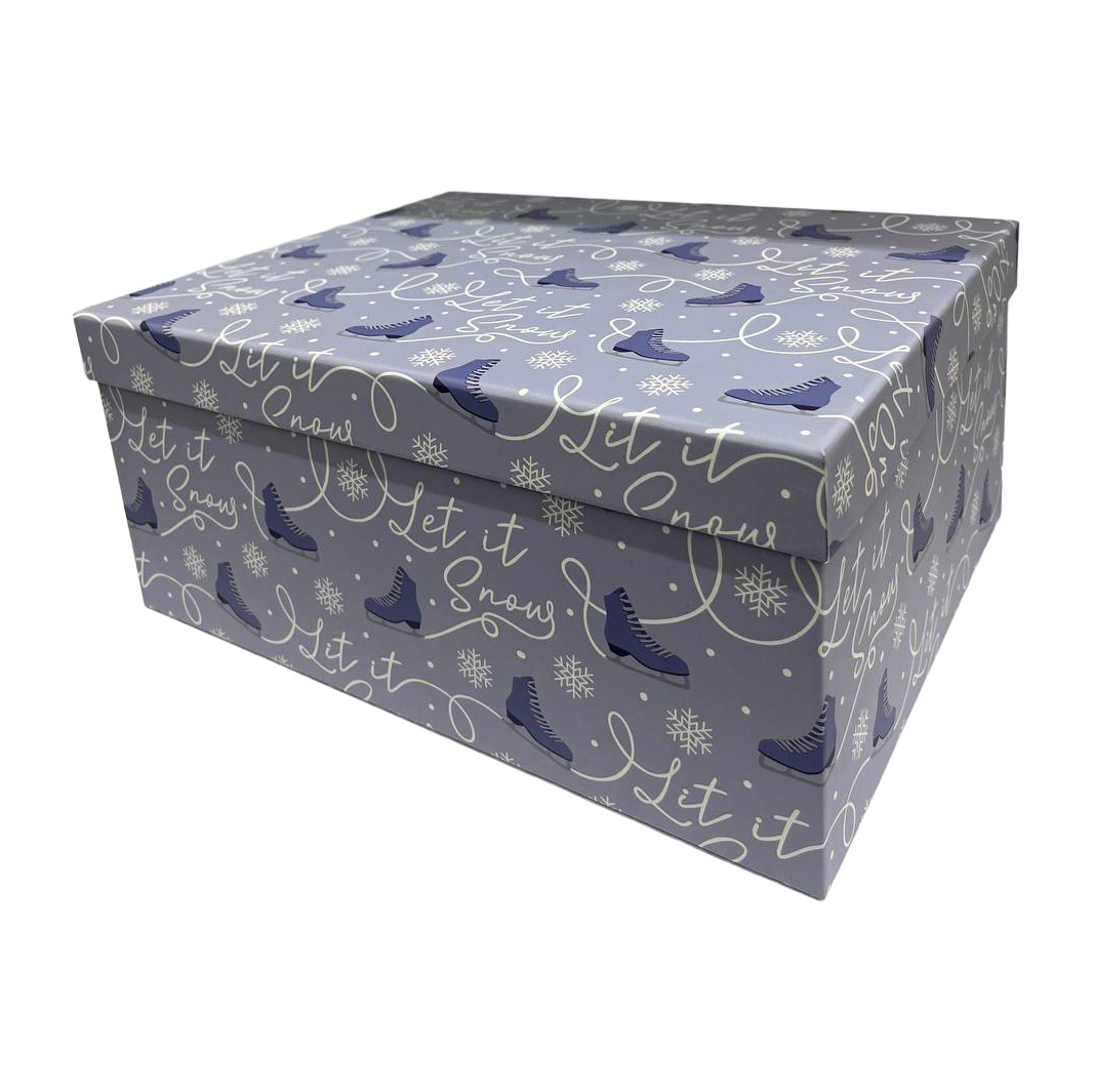 Подарункова коробка прямокутна, Ковзани, блакитна, 33*25,5*14,5 см, 1410046528