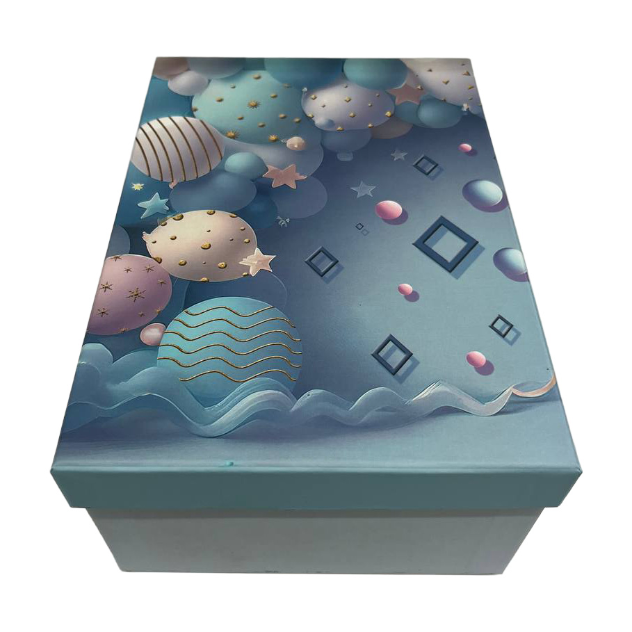 Подарункова коробка прямокутна, блакитна "Абстракція", 21*14*8 см, 110334792 2