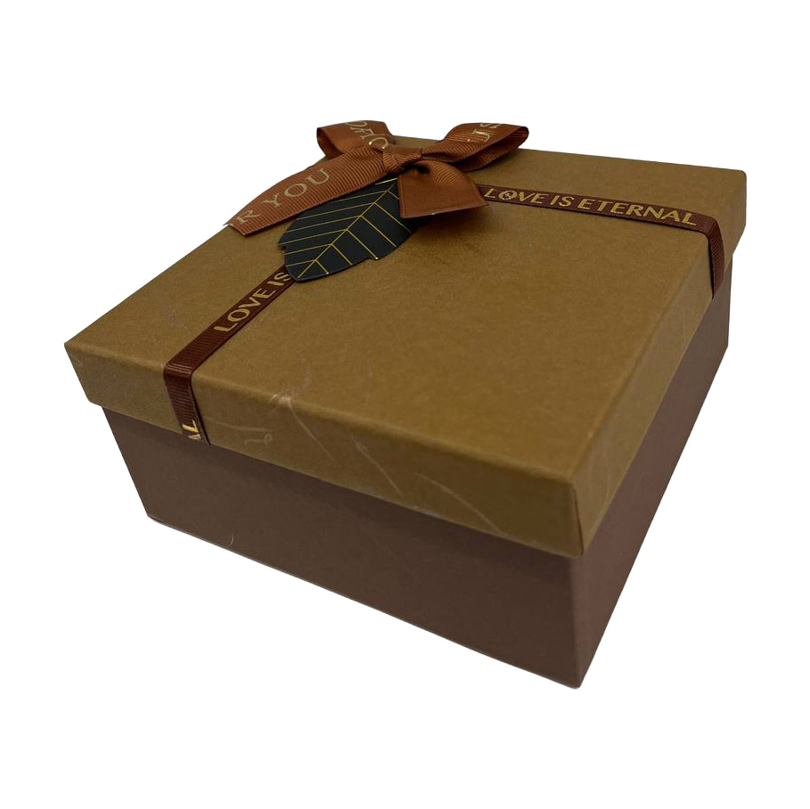 Подарункова коробка квадратна, коричнева з бантом, 17,5*17,5*8 см, 420324442 3