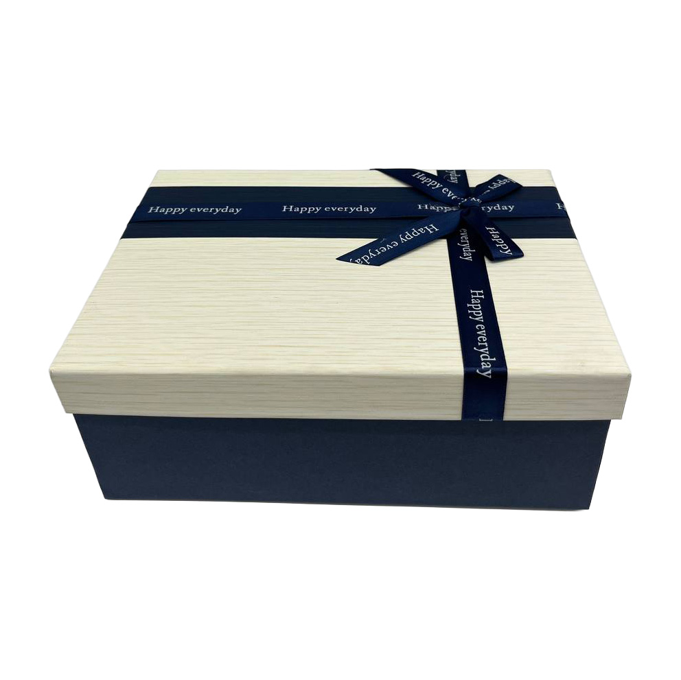 Подарункова коробка прямокутна, біло-синя з бантом, 21*14* 8 см, 1103715712 1