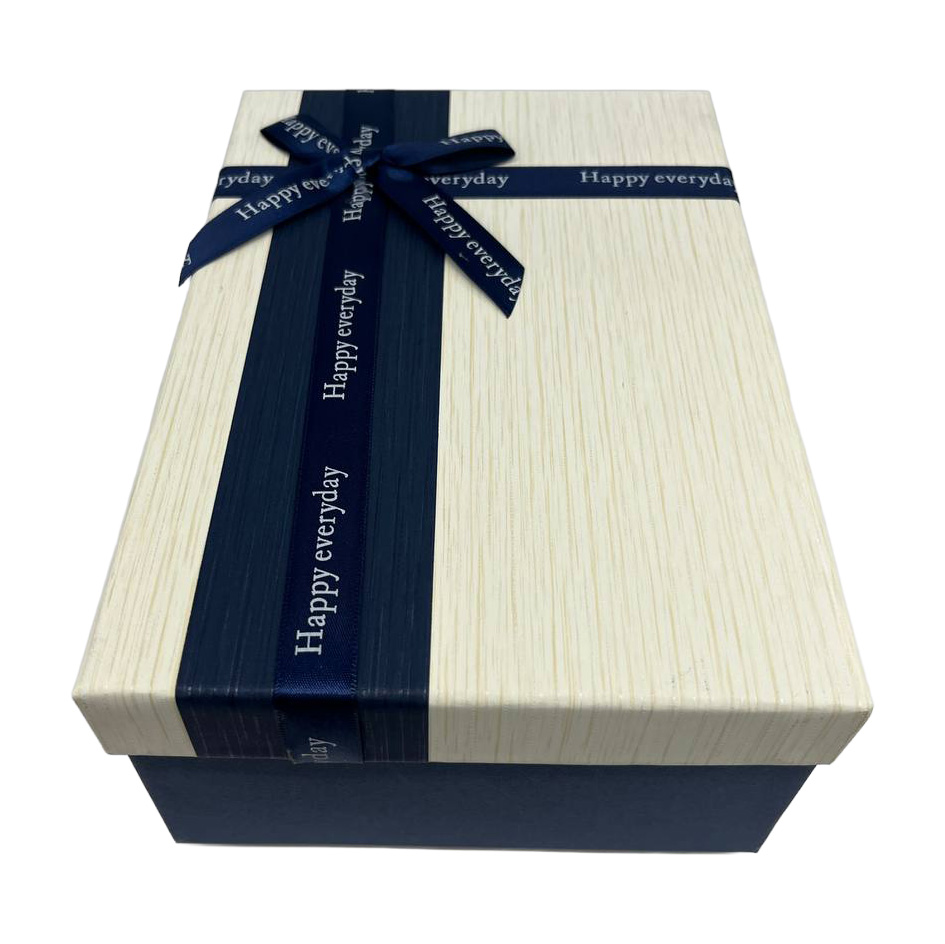 Подарункова коробка прямокутна, біло-синя з бантом, 21*14* 8 см, 1103715712 3